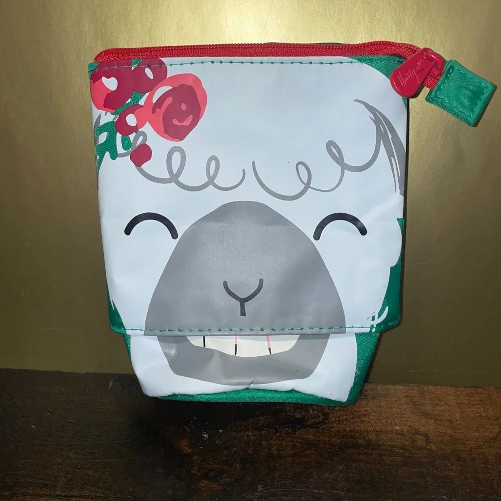 Thirty-One Fa La La‎ Llama Hide & Peek Holiday Christmas Pouch